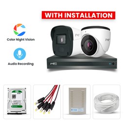 Picture of TVT 2 CCTV Cameras Combo (1 Indoor & 1 Outdoor CCTV Camera) (Colour View With Mic) + 4CH DVR + HDD + Accessories + Power Supply + 45m Cable